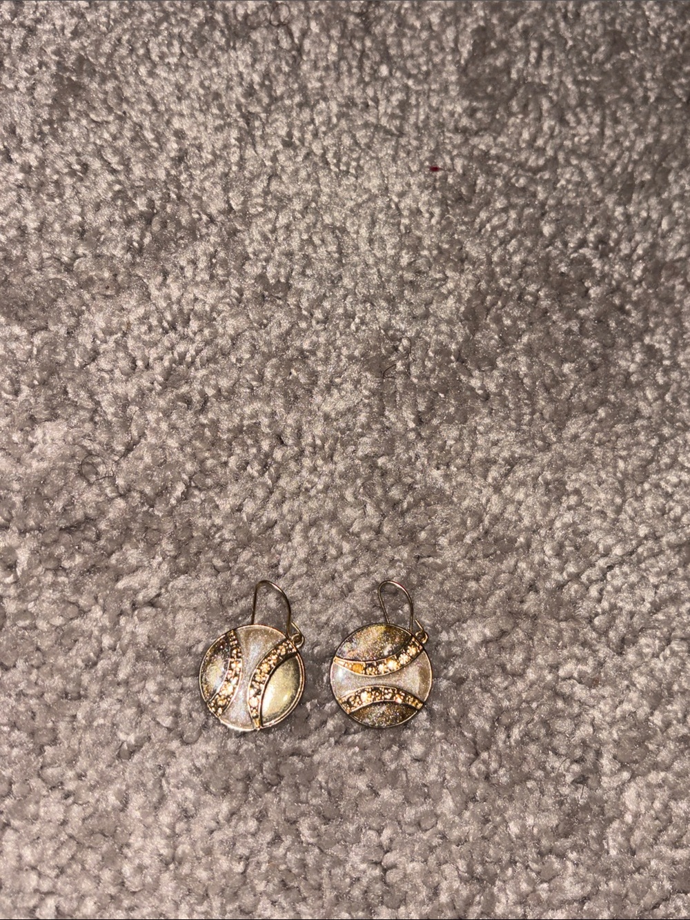 paparazzi Gold and Pearl Round Drop Earrings with Crystal Strips